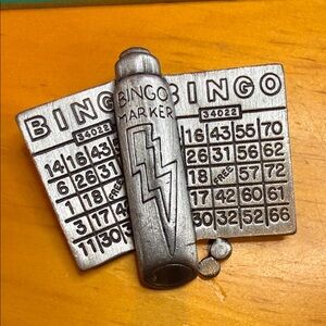 Vintage AJC Pewter Bingo Brooch